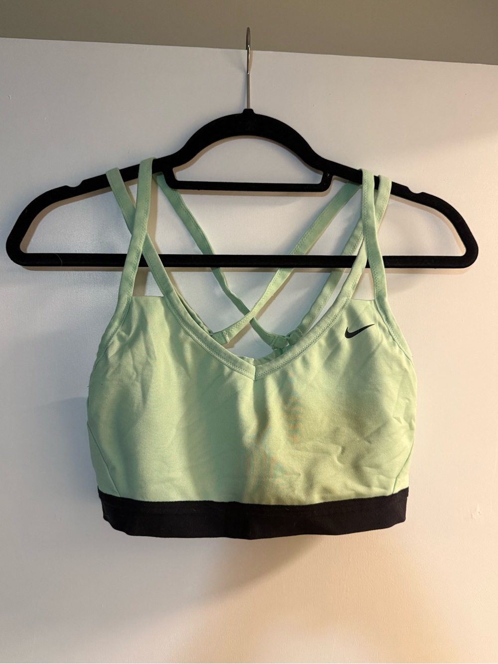 Nike Mint Green Strappy Sports Bra with Black Band